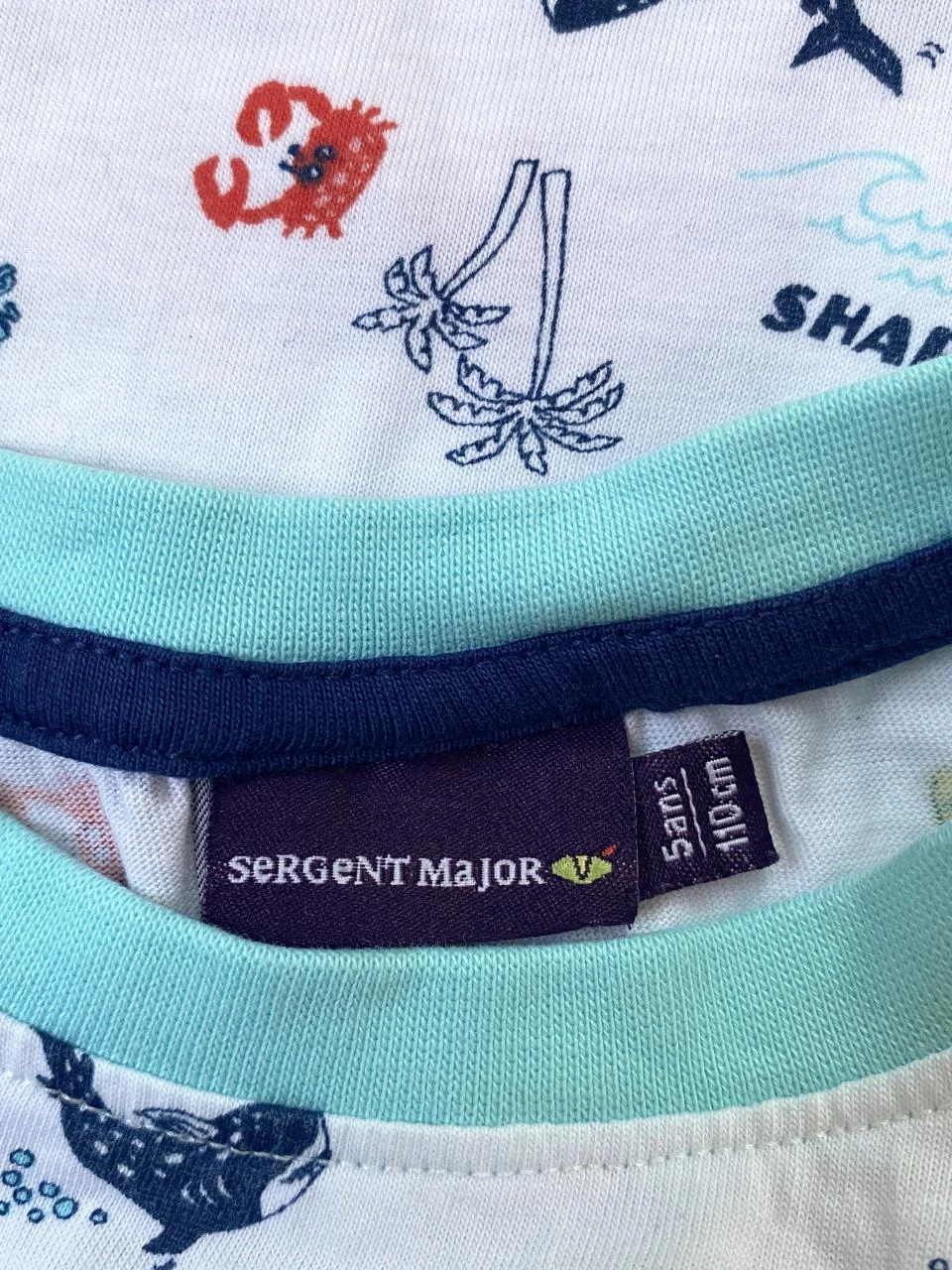 T-shirt Sergent Major 5 jaar wit bedrukt zee – Haaien & onderzeeboten 100% katoen – photo 5